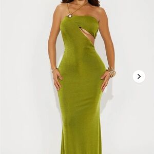 Fashion Nova One-Shoulder Lime Dress